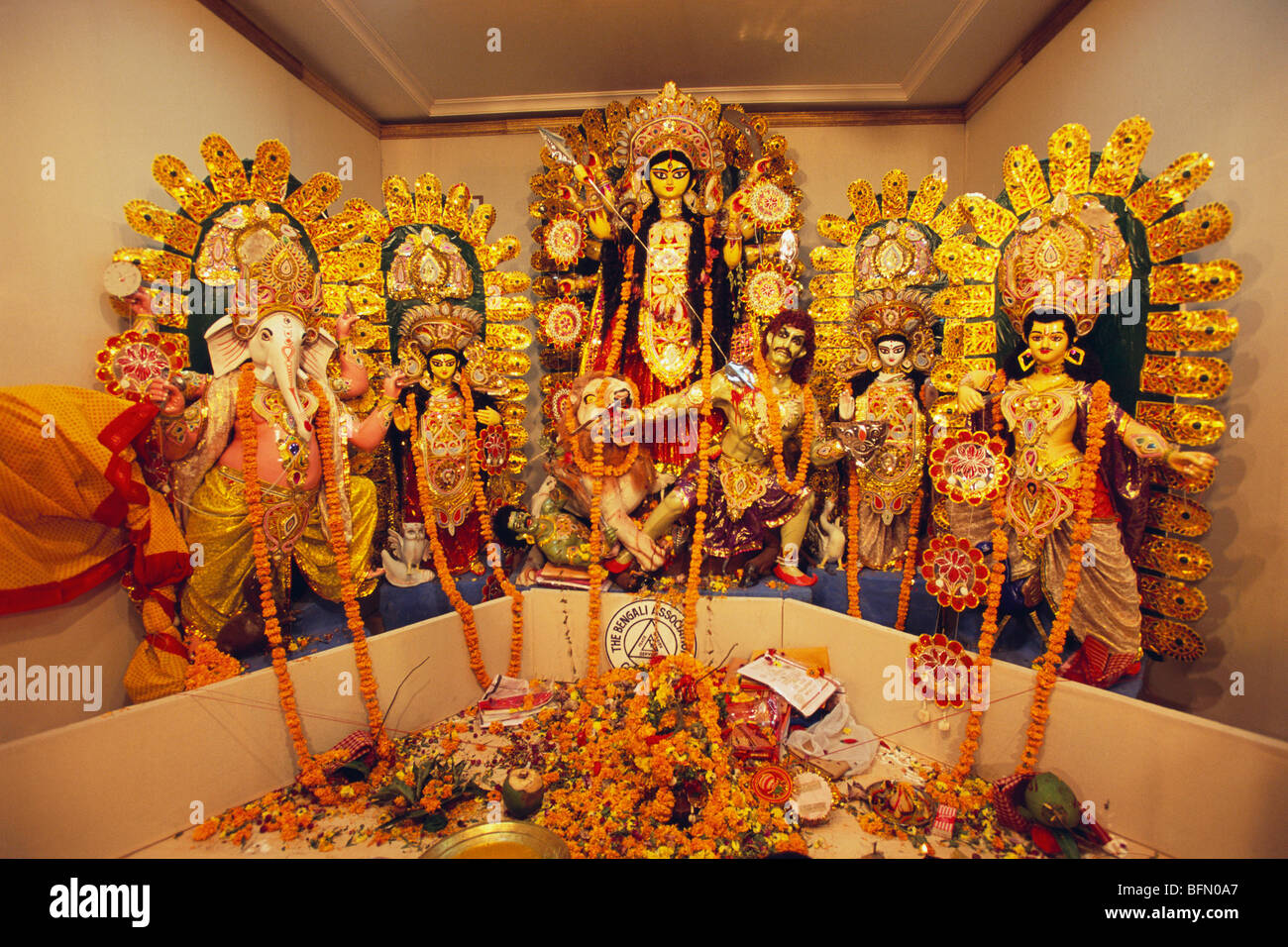 Festival de Durga puja ; Déesse idole ; Calcutta ; Kolkata ; Bengale occidental ; Inde ; Asie Banque D'Images