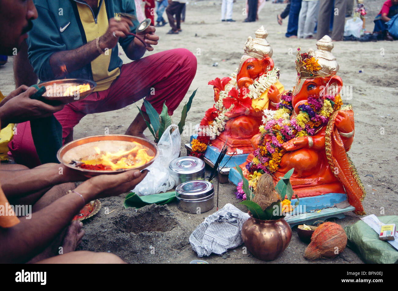 Festival Ganesh ganpati ; culte ; Dadar Bombay Mumbai Maharashtra ; Inde ; Banque D'Images