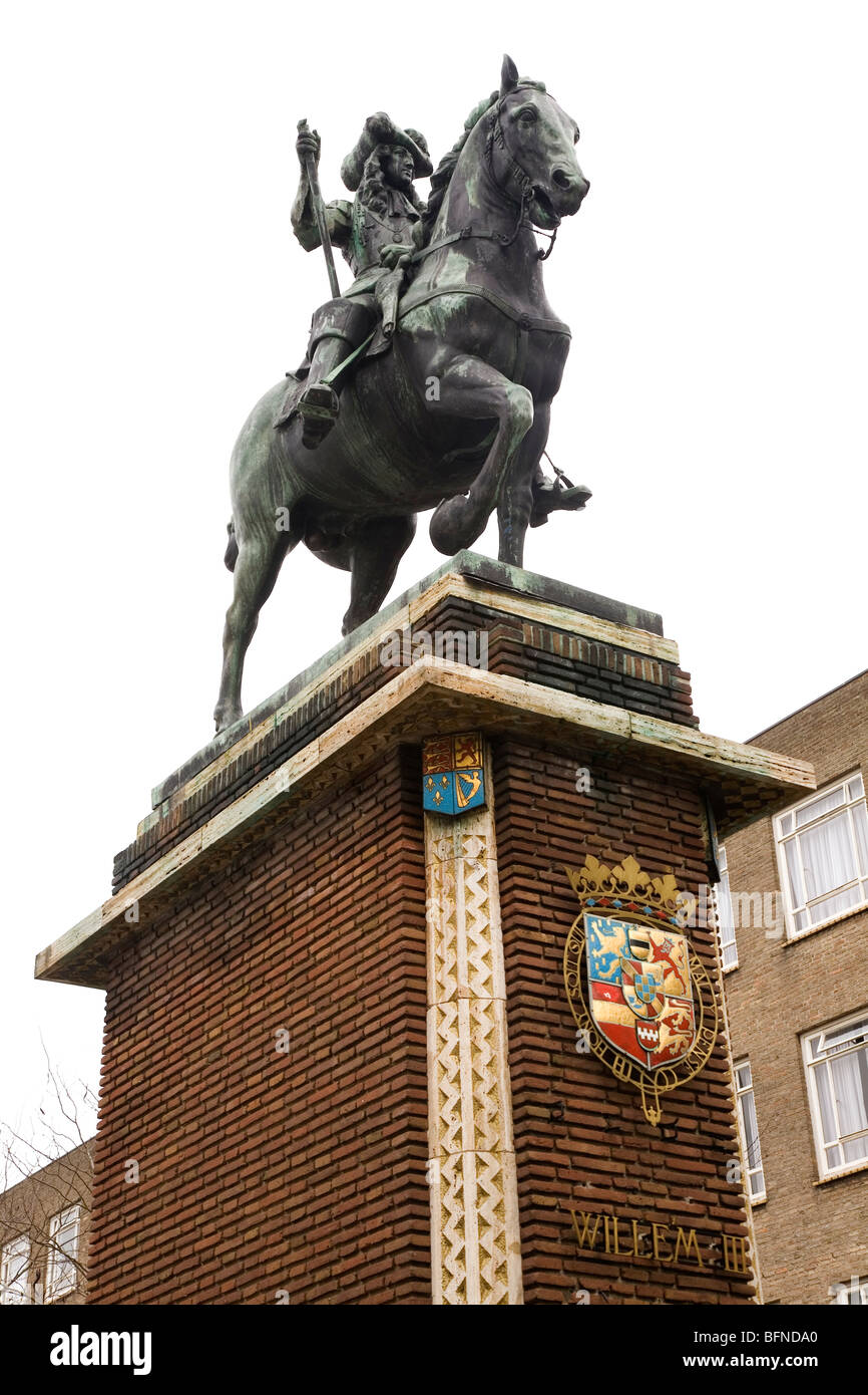 Statue de Willem III (William III) (1650 - 1702), Prince d'Orange, comme stathouder et Roi d'Angleterre et l'Irlande. Banque D'Images