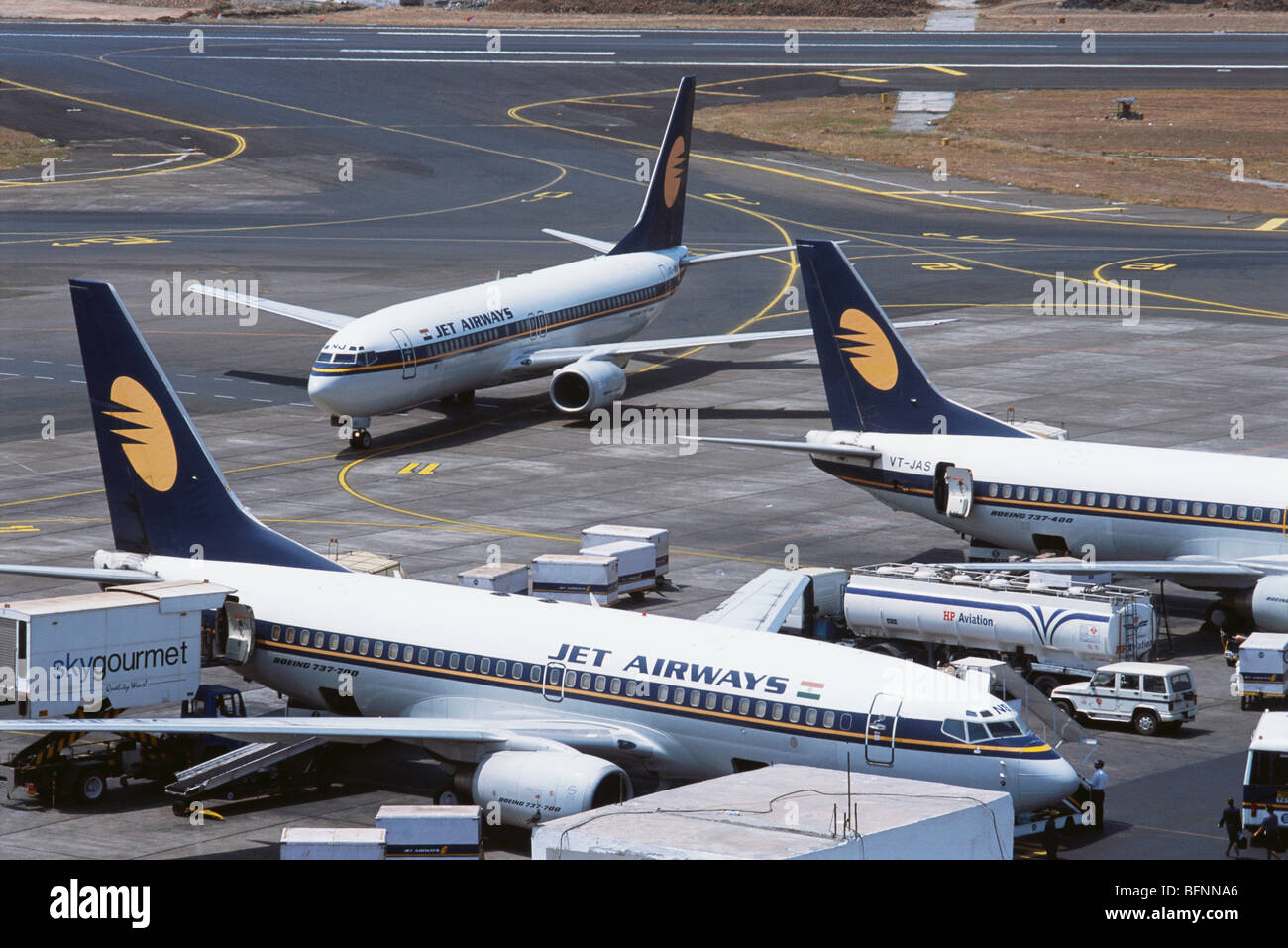 HMA 62515 : Jet Airways ; avions ; CST ; l'aéroport de Bombay Mumbai Maharashtra ; Inde ; Banque D'Images