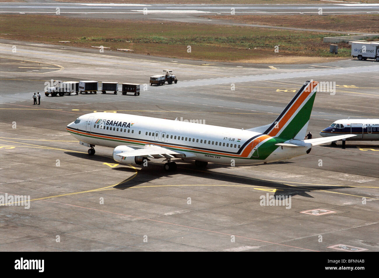 Sahara Boeing avion ; Chhatrapati Shivaji Maharaj aéroport international ; Sahar ; Santacruz ; Bombay ; Mumbai ; Maharashtra ; Inde ; Asie Banque D'Images