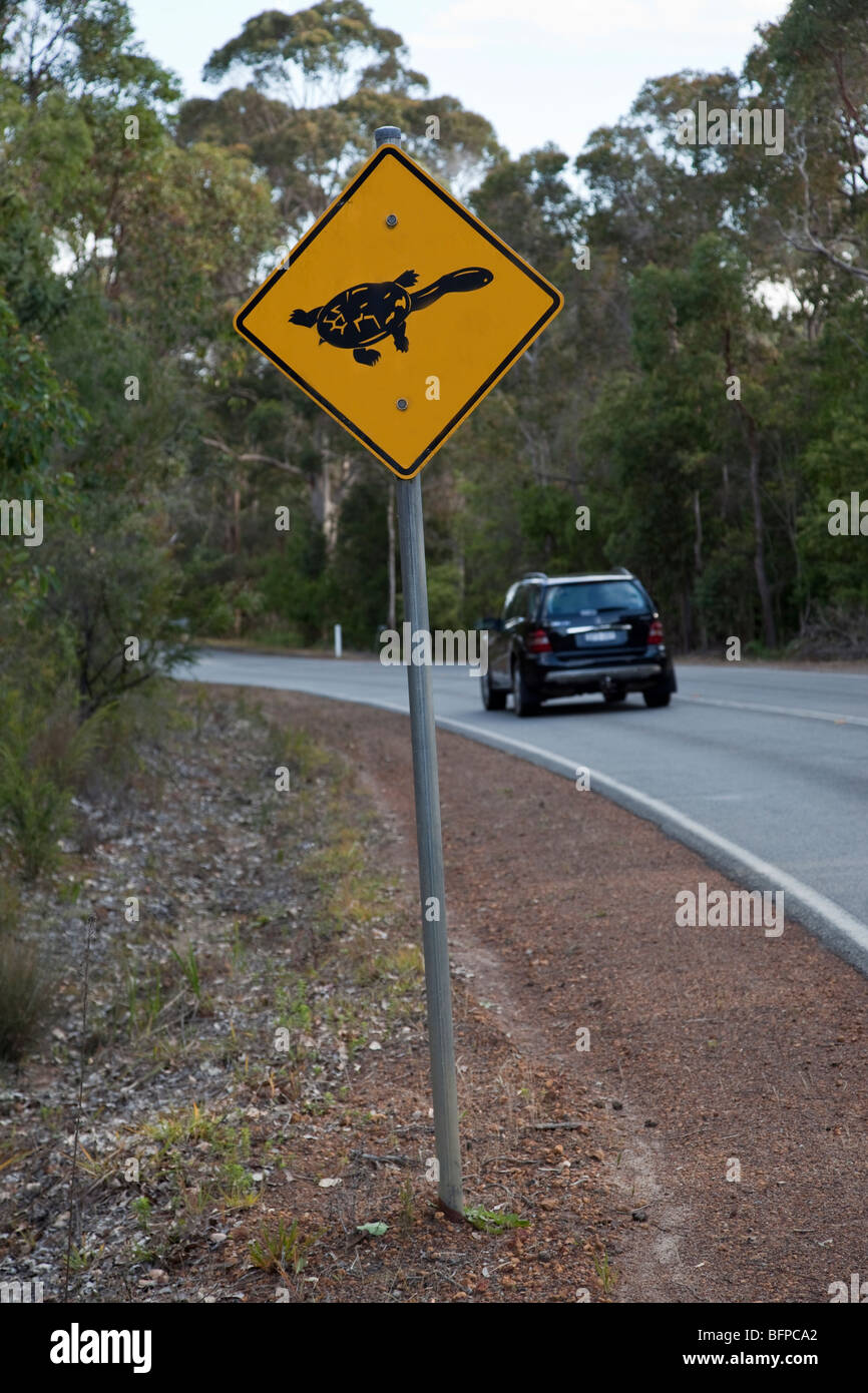 Turtle Crossing sign, l'ouest de l'Australie Banque D'Images