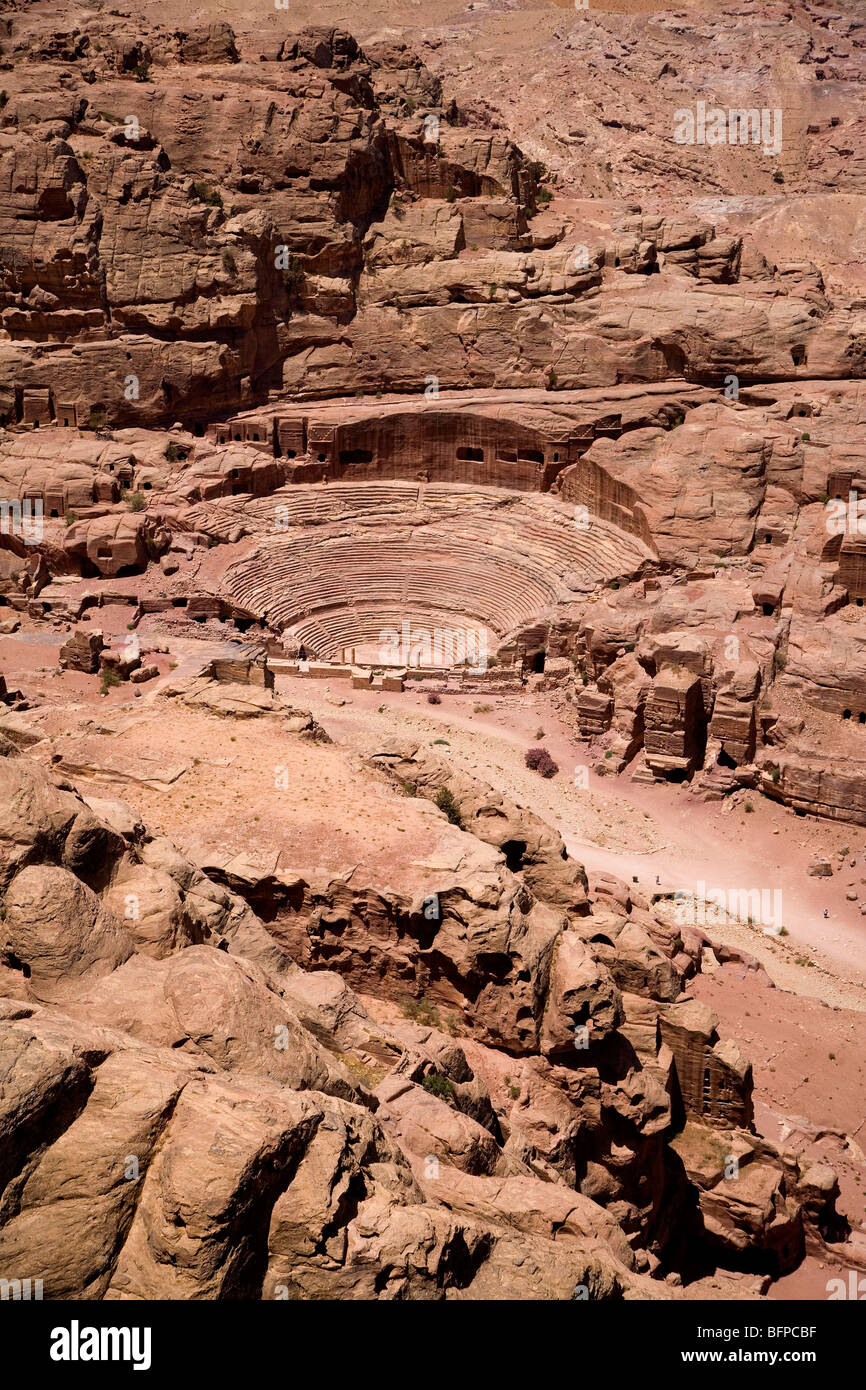 Amphithéâtre romain, Petra, Jordanie, Moyen-Orient, Asie. Banque D'Images