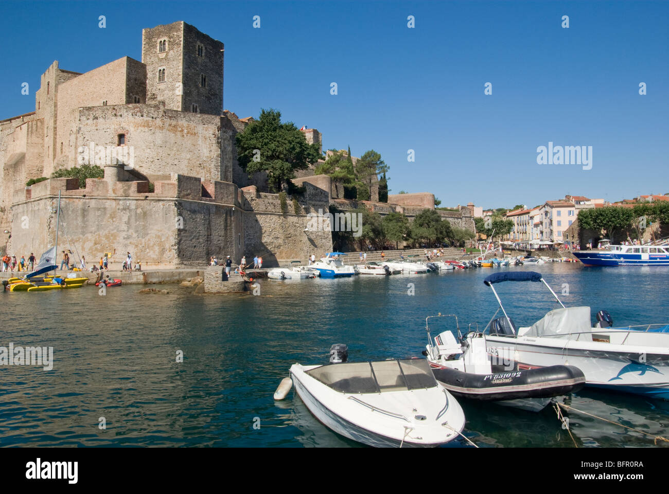 Le Chateau Royale et du port de Collioure Banque D'Images