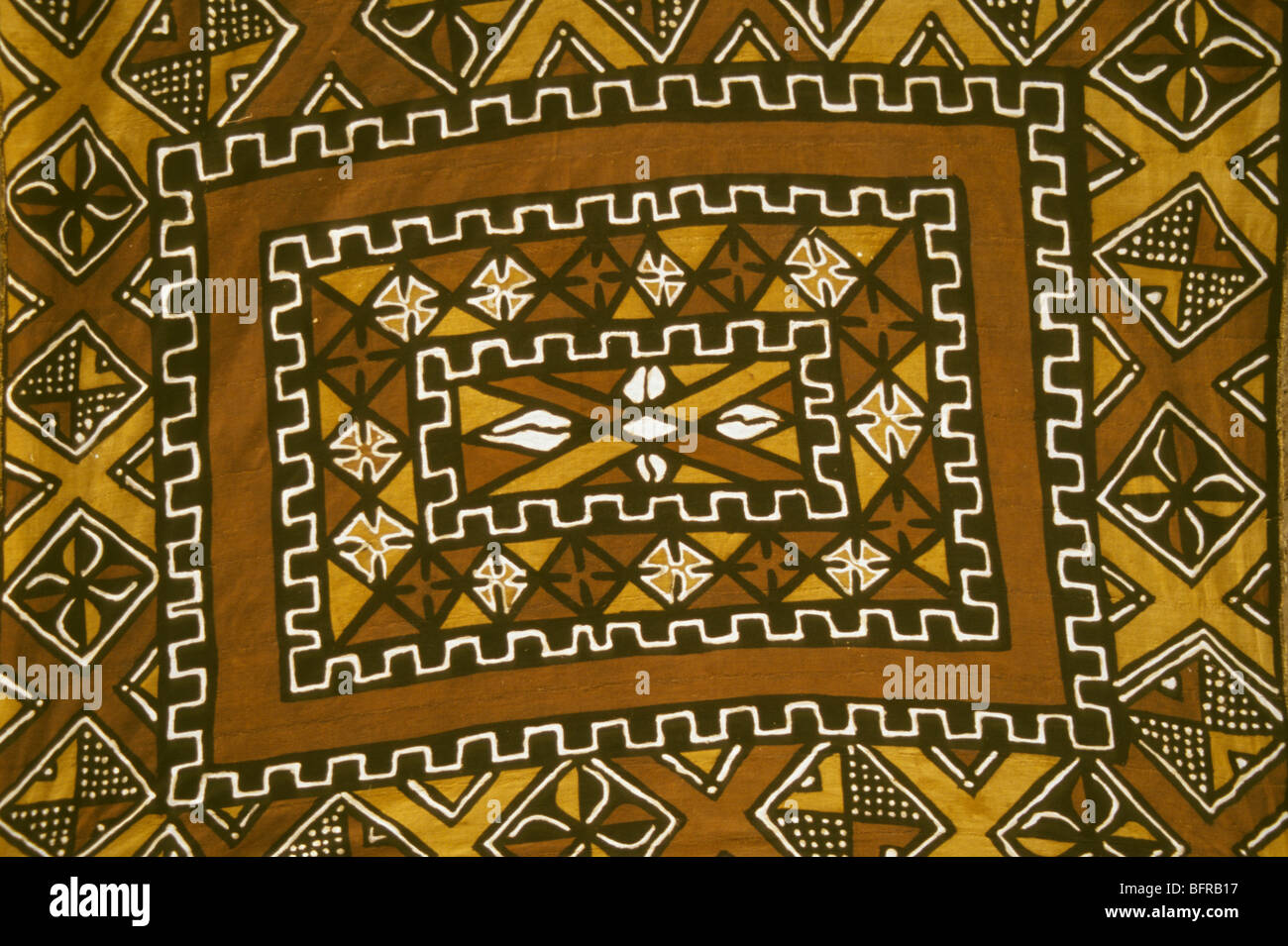 La boue traditionnel-tissu bogolan (peinture), close-up Banque D'Images