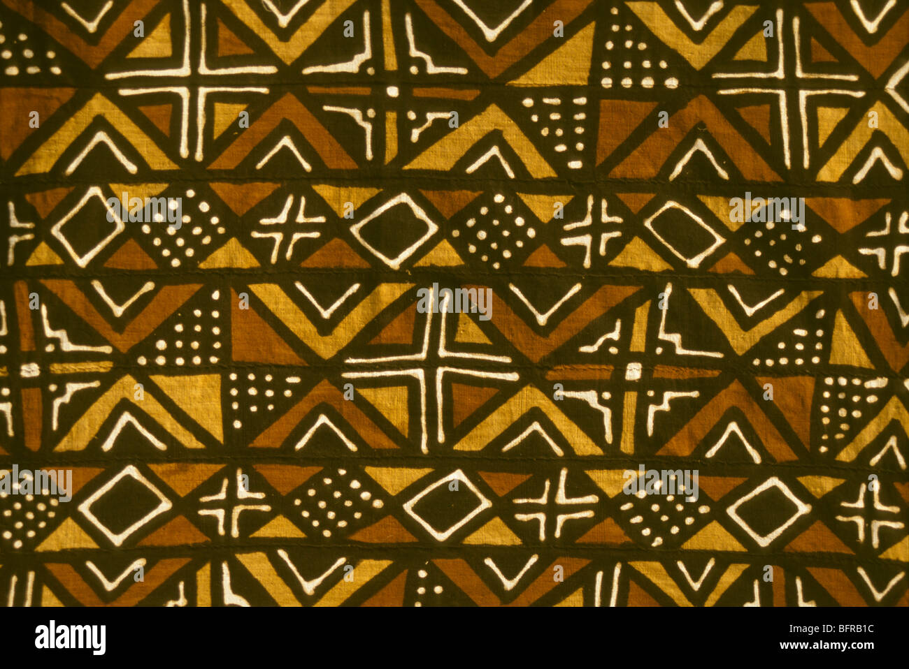 La boue traditionnel-tissu bogolan (peinture), close-up Banque D'Images