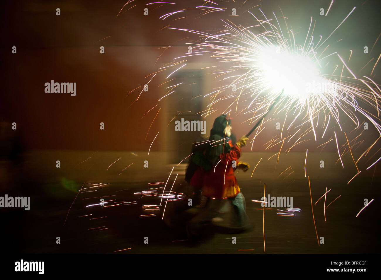 Célébration de Corre Foc à Barcelone, Catalogne, Espagne Banque D'Images