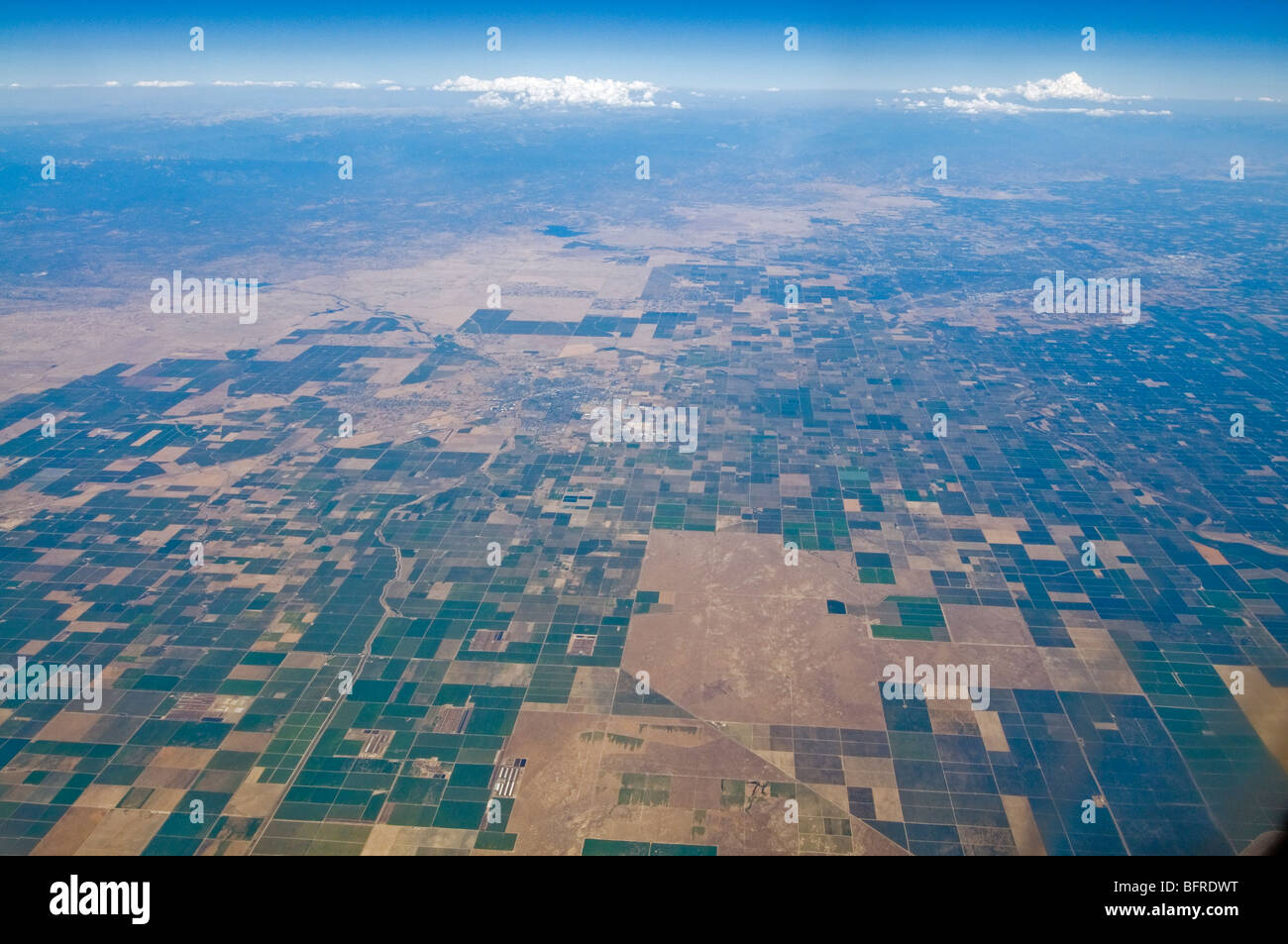 La vallée centrale à partir de 20 000 pieds au-dessus de Lodi, Californie. Banque D'Images