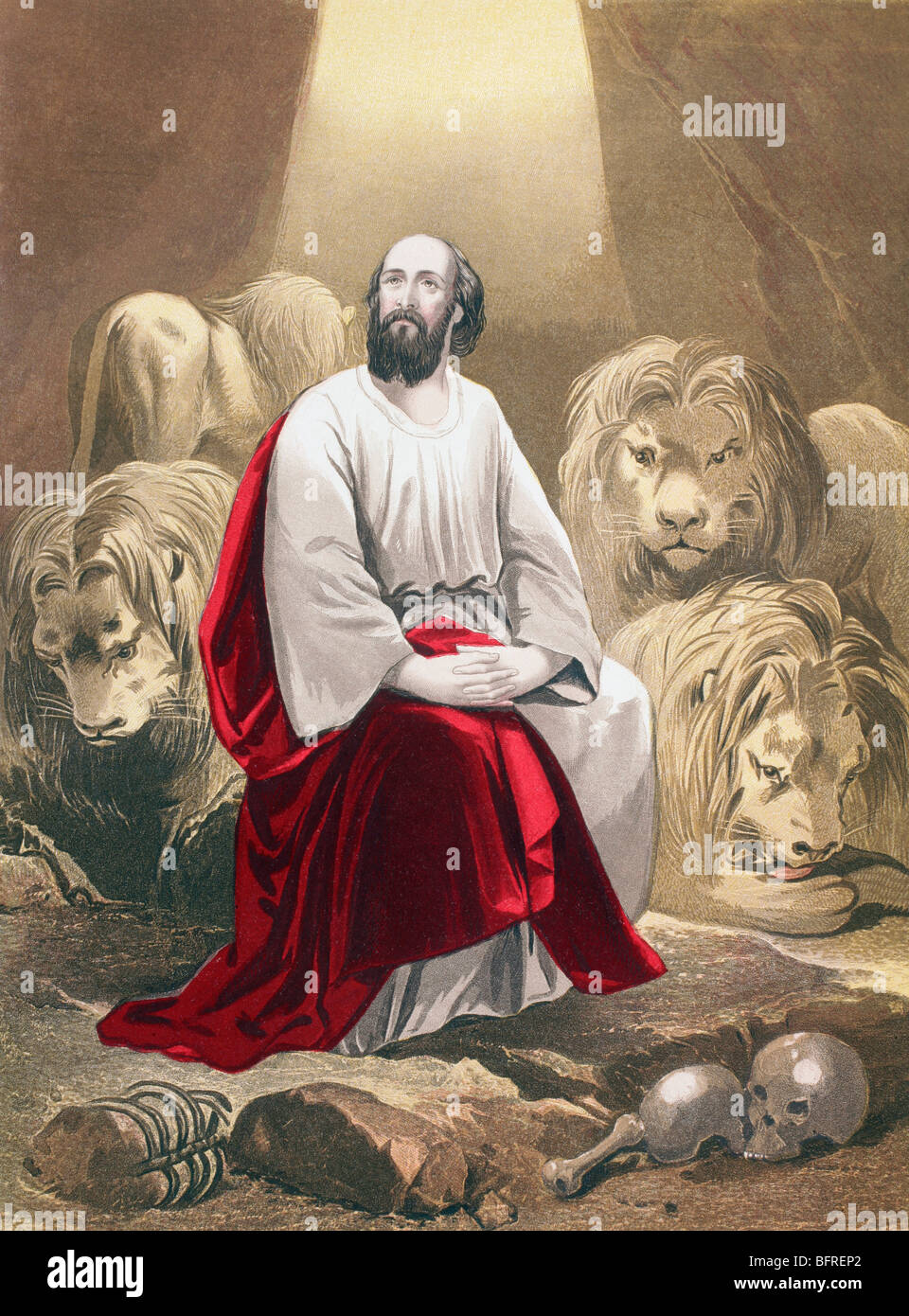 Daniel dans la fosse aux lions. Banque D'Images