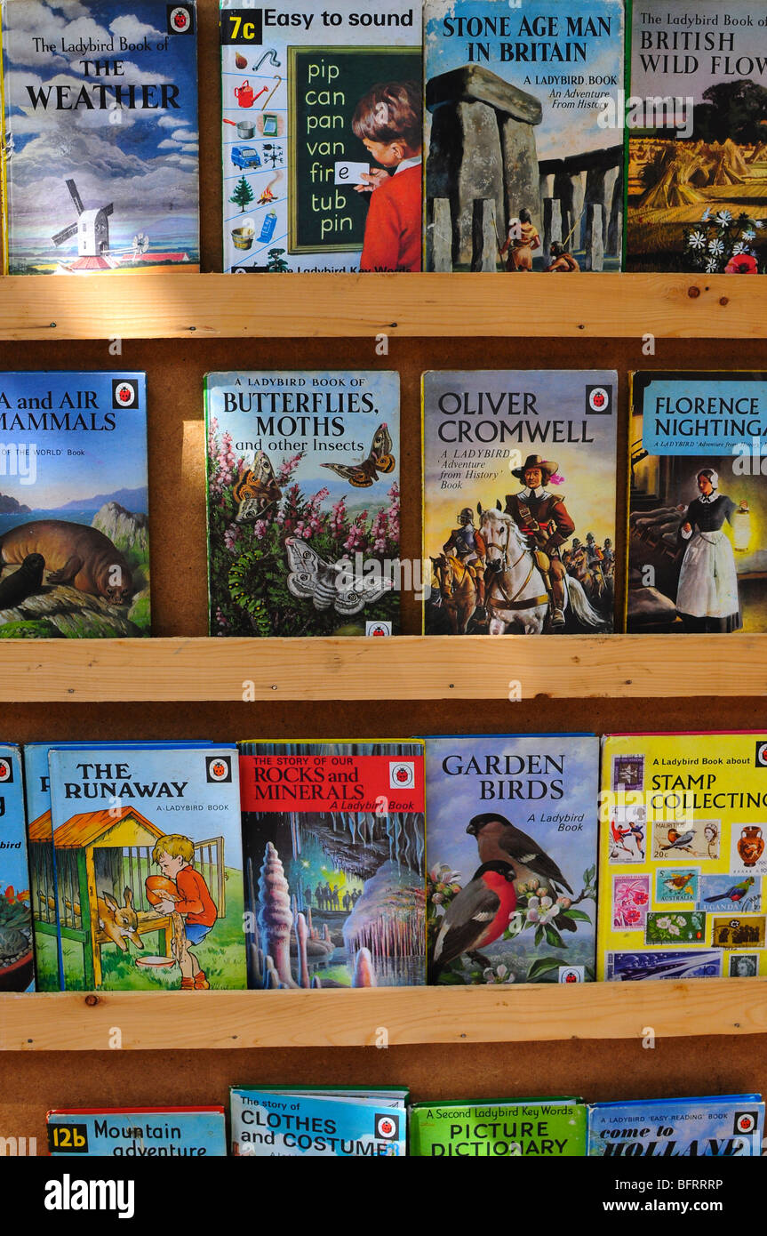 Ladybird books en vente sur un étal de marché, UK Banque D'Images