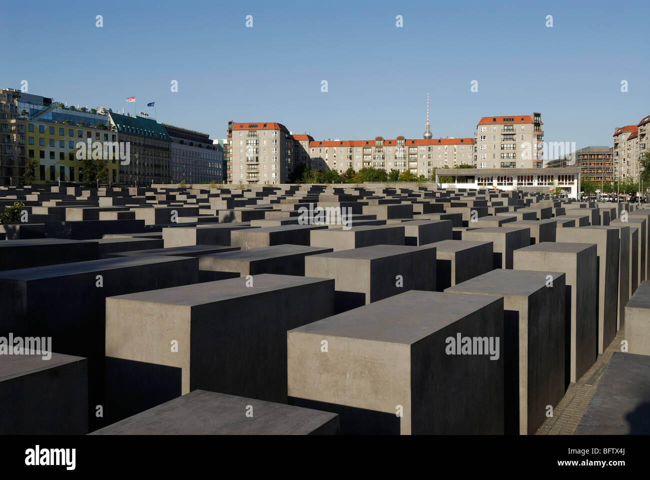 Berlin. L'Allemagne. Mémorial aux Juifs assassinés d'Europe, Denkmal für die ermordeten Juden Europas. Banque D'Images
