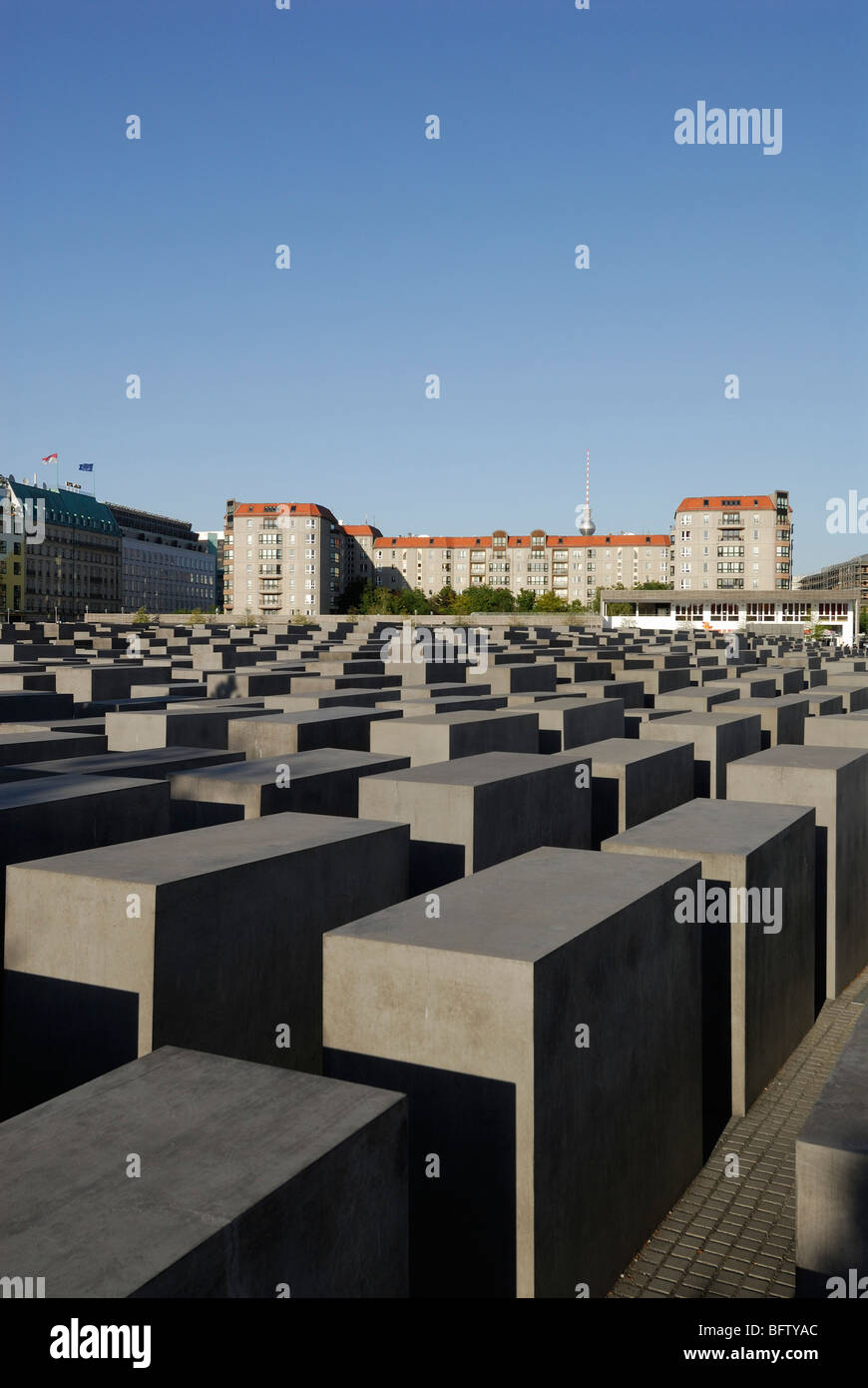 Berlin. L'Allemagne. Mémorial aux Juifs assassinés d'Europe / Holocaust Memorial, Denkmal für die ermordeten Juden Europas. Banque D'Images
