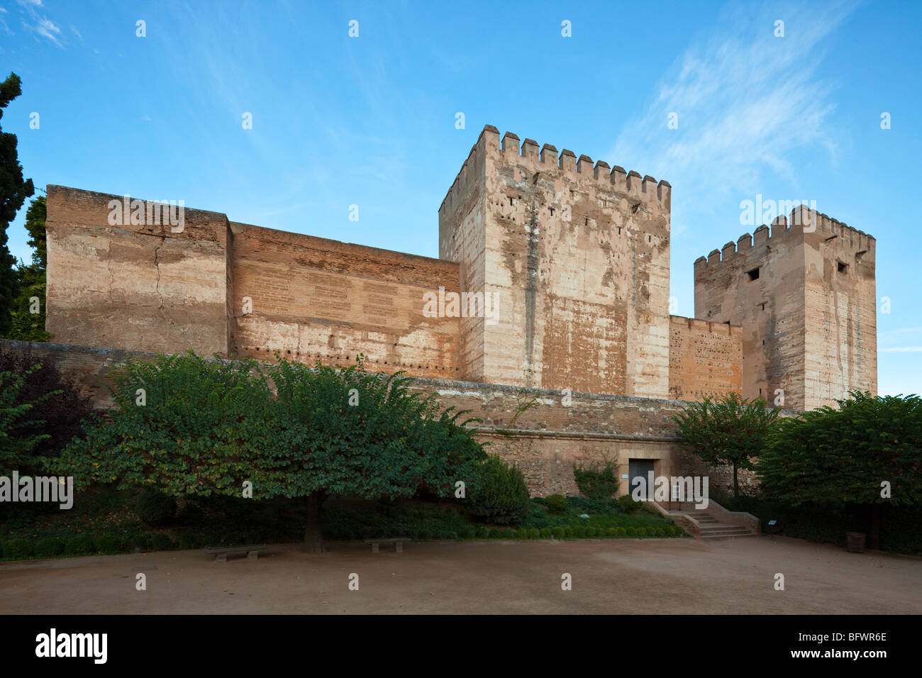 Vue sur l'Alcazaba à côté de l'Alhambra Palace , Granada, Espagne Banque D'Images