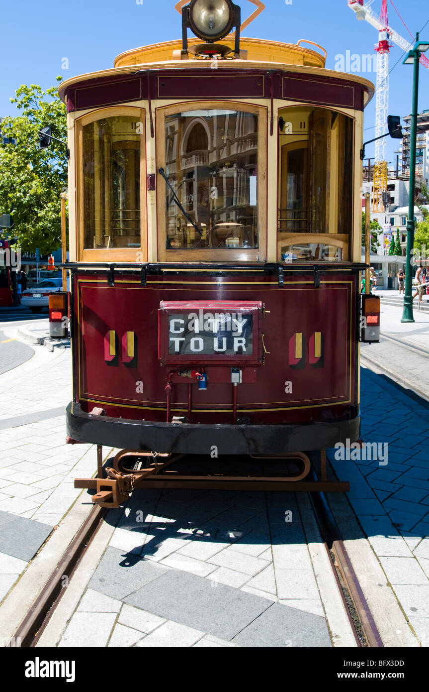 Ancien Tramway électrique ,prises à Christchurch, Nouvelle-Zélande Banque D'Images