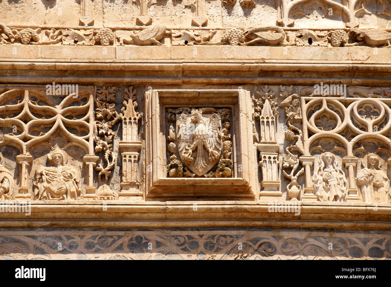 De style gothique catalan portica( 1430) par Antonio Gambara, la cathédrale de Palerme, Sicile Banque D'Images
