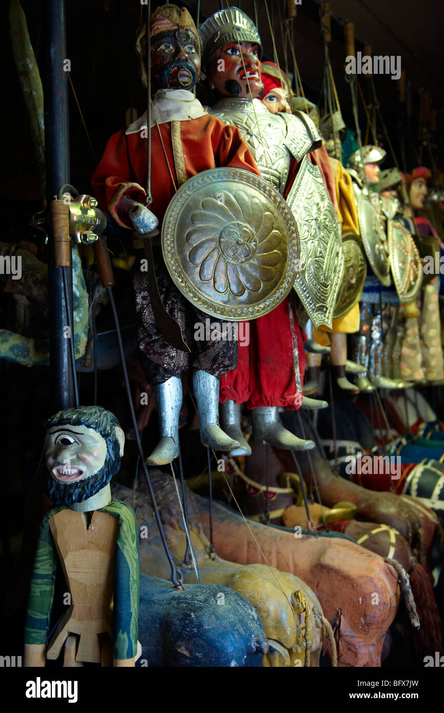 Musée du théâtre de marionnettes traditionnelles, Marionnettes siciliennes, Palerme, Sicile Banque D'Images