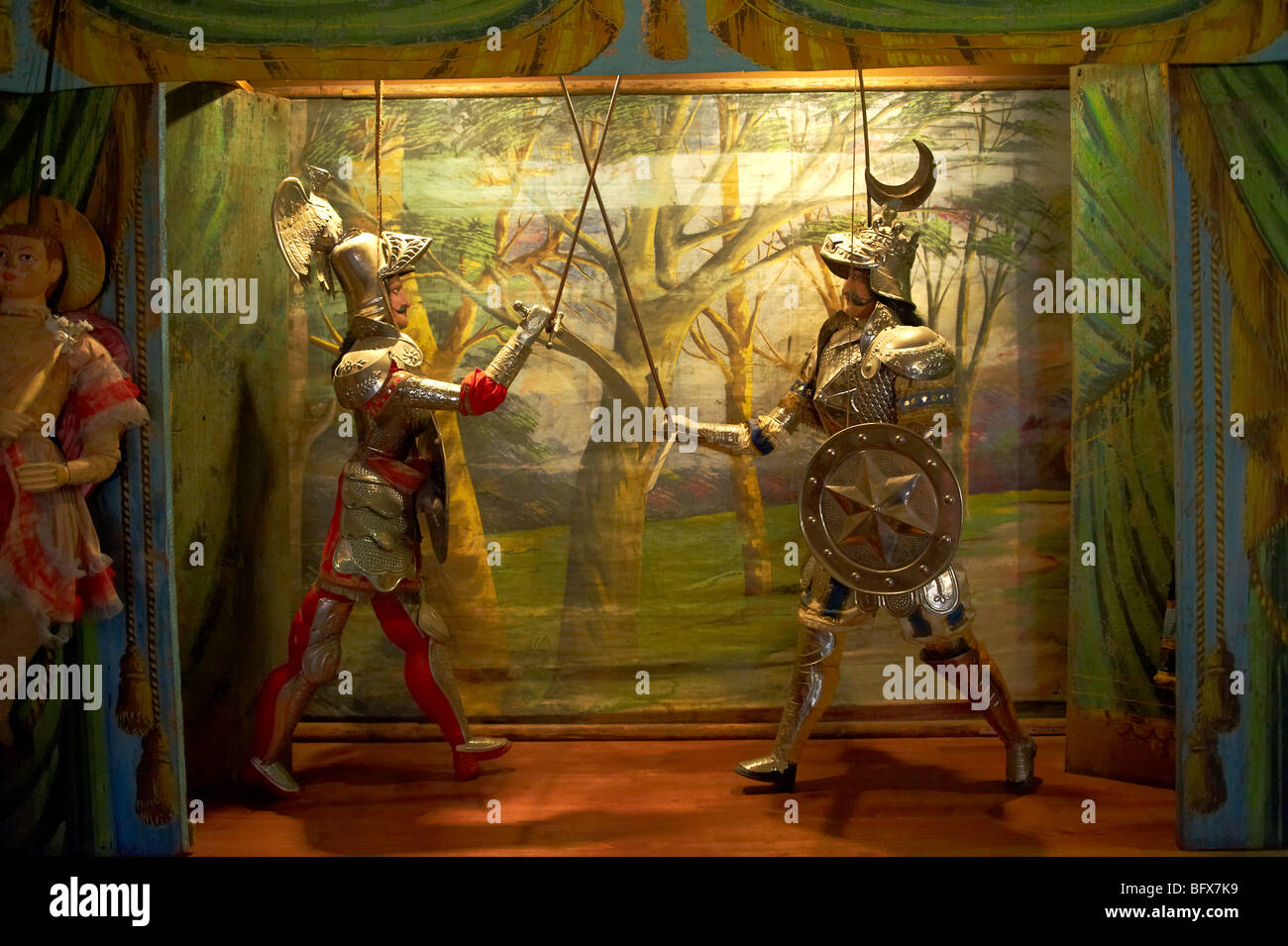 Musée du théâtre de marionnettes traditionnelles, Marionnettes siciliennes, Palerme, Sicile Banque D'Images