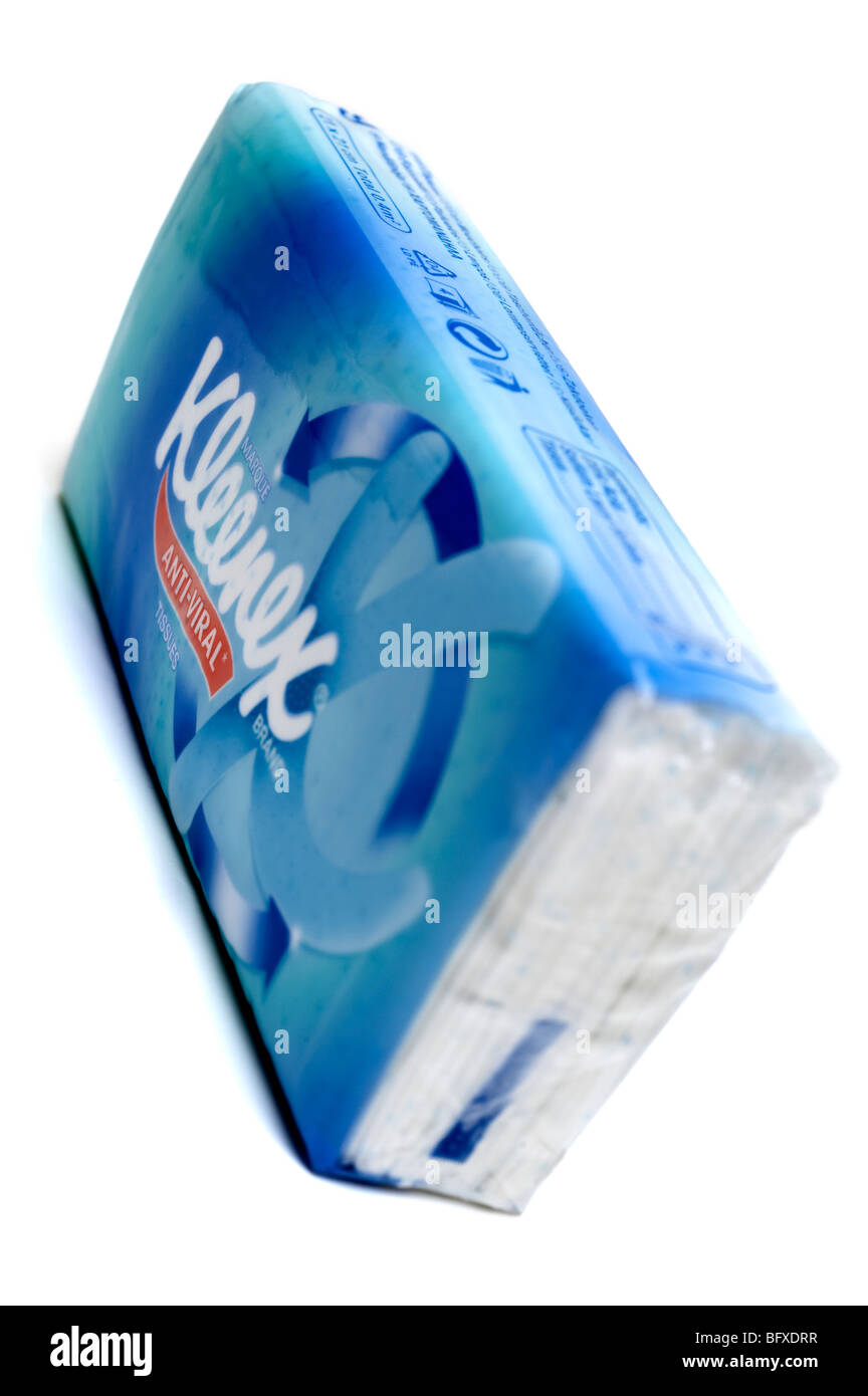 Pack anti-virale de cellophane tissus Kleenex Banque D'Images