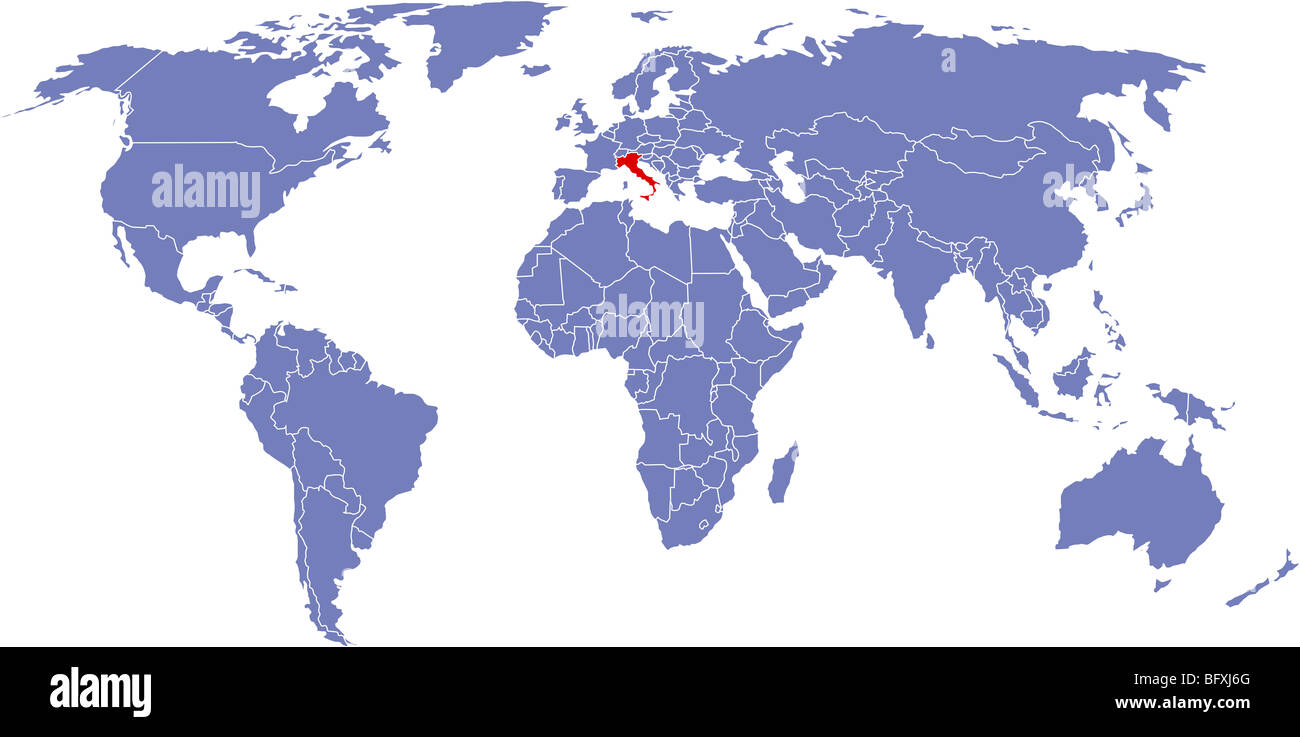 Il y a une carte mondiale des monde, Italie Banque D'Images