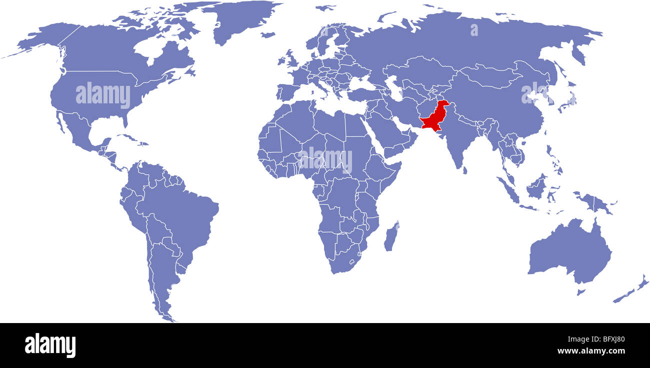 Il y a une carte mondiale des monde, le Pakistan Banque D'Images