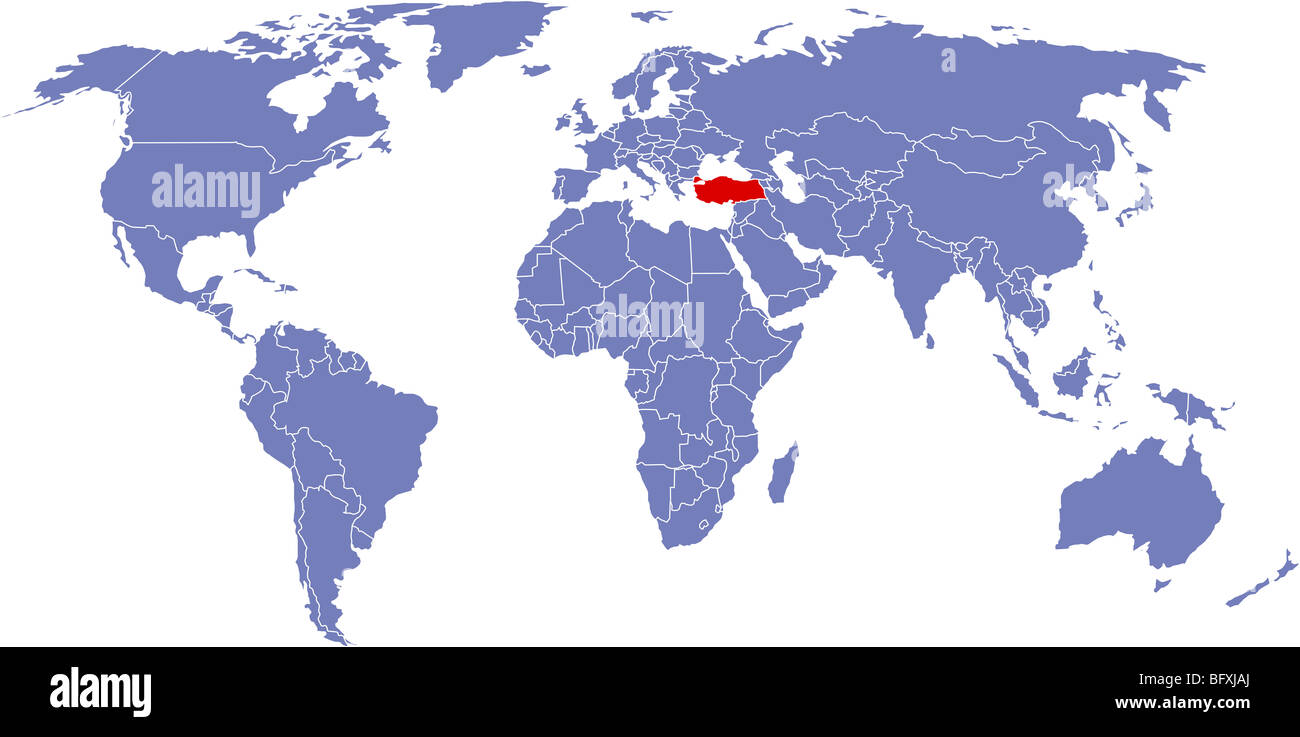 Il y a une carte mondiale des monde, Turquie Banque D'Images