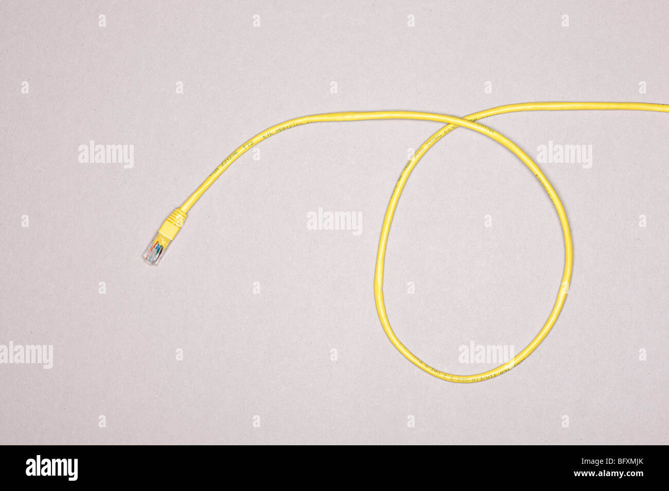 Un seul câble Ethernet jaune Banque D'Images