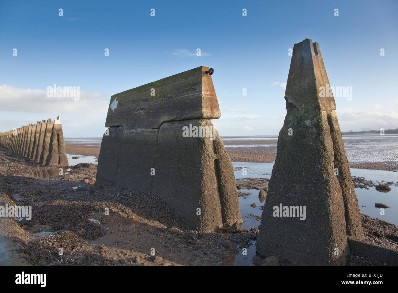 Cramond Island causeway boom défense Banque D'Images