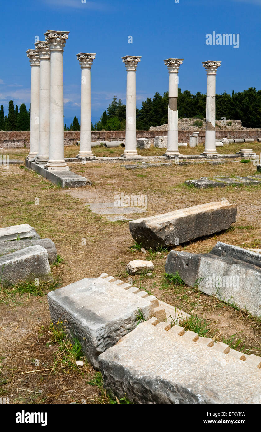 Vue de l'Asklepieion un temple de guérison sacrée pour le dieu Asclépios sur l'île grecque de Kos dans le Dodécanèse Banque D'Images