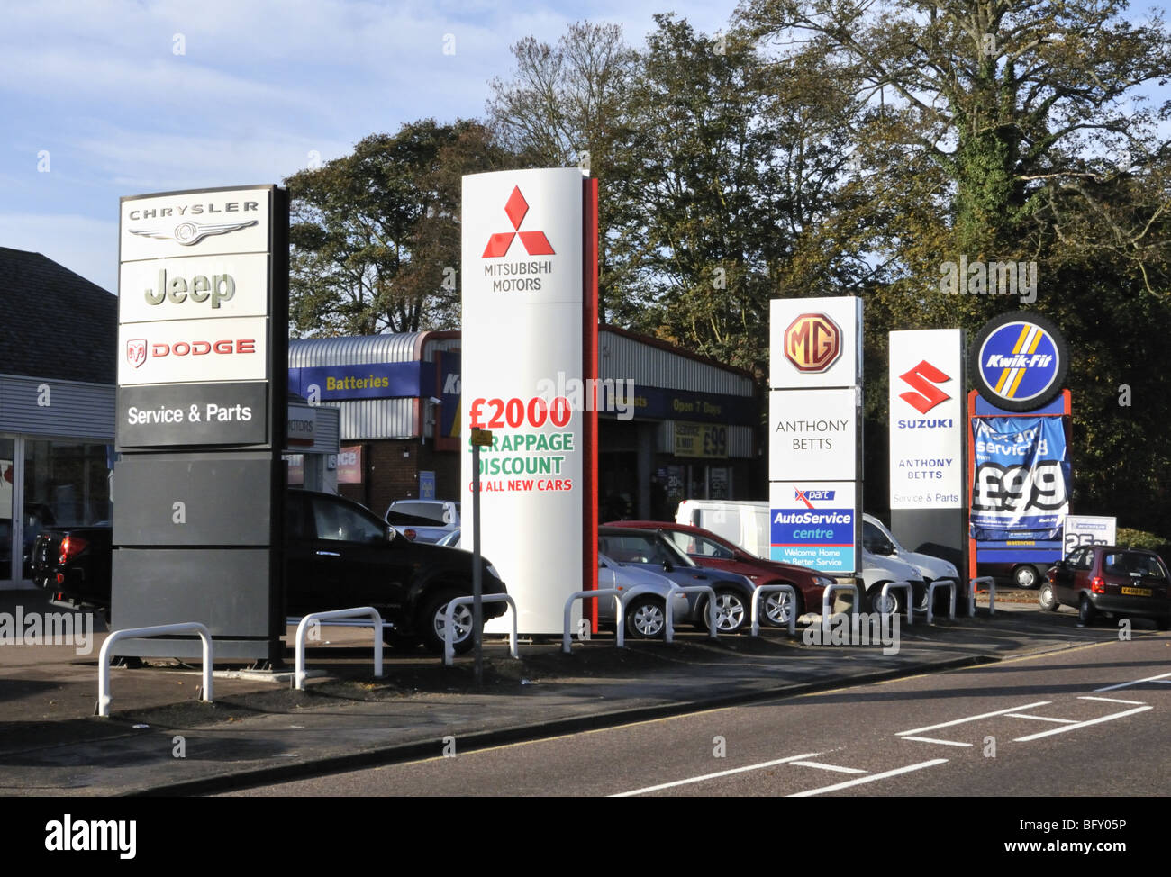 Ventes de voitures, UK. Banque D'Images