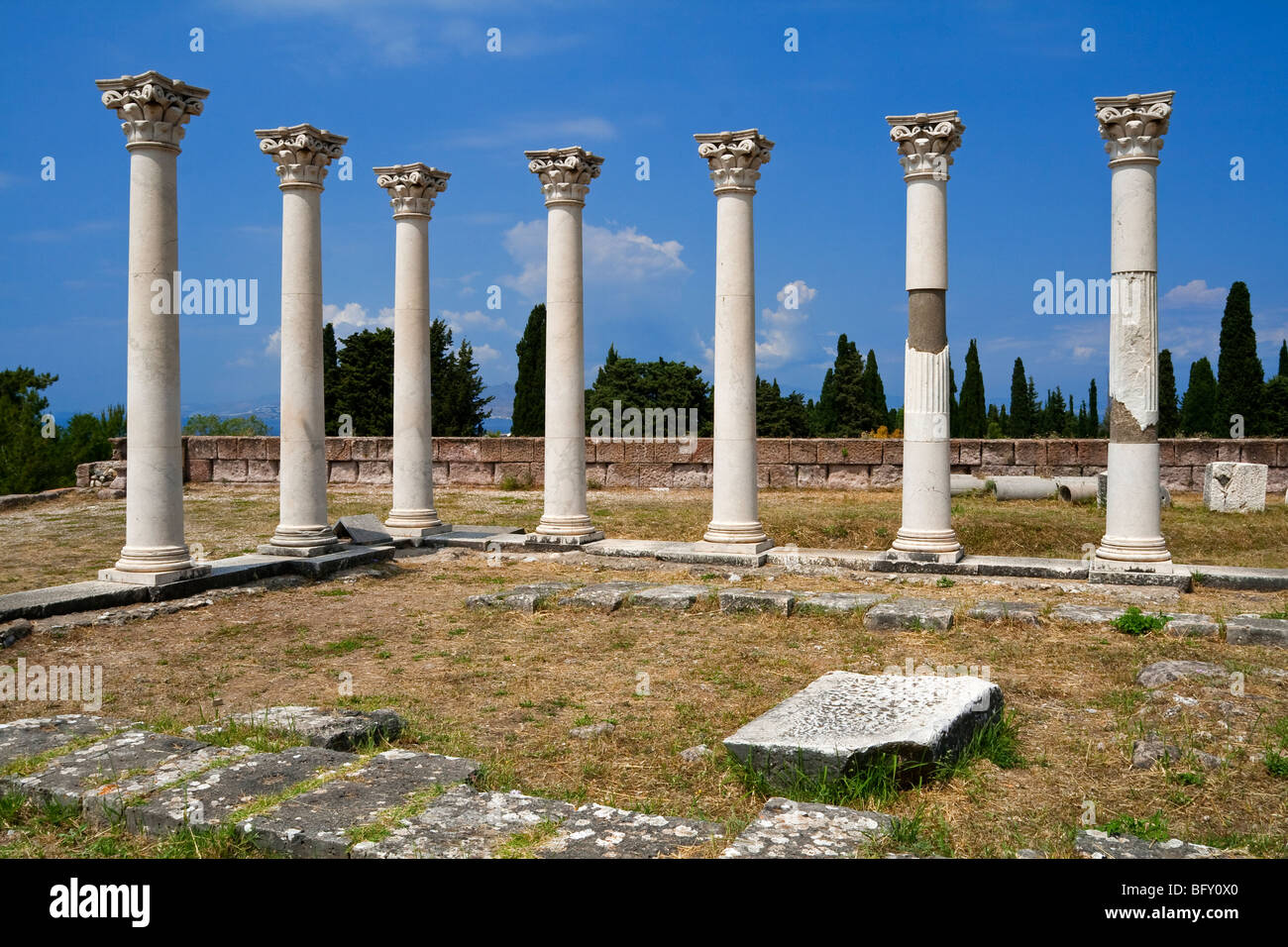 Vue de l'Asklepieion un temple de guérison sacrée pour le dieu Asclépios sur l'île grecque de Kos dans le Dodécanèse Banque D'Images