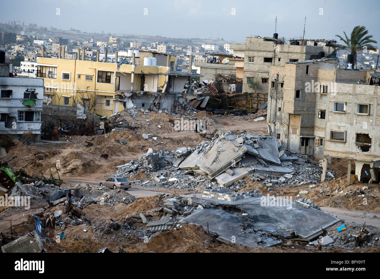 Bâtiments de Jebaliya qui avaient été détruites lors de l'offensive militaire en janvier Jebaliya, nord de la bande de Gaza Banque D'Images