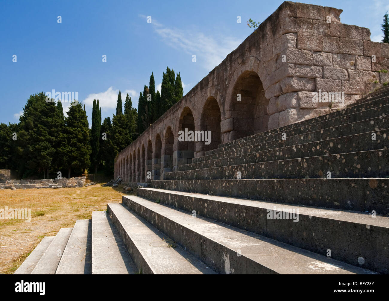 Vue de l'Asklepieion un temple de guérison sacrée pour le dieu Asclépios sur l'île grecque de Kos dans le Dodécanèse Banque D'Images