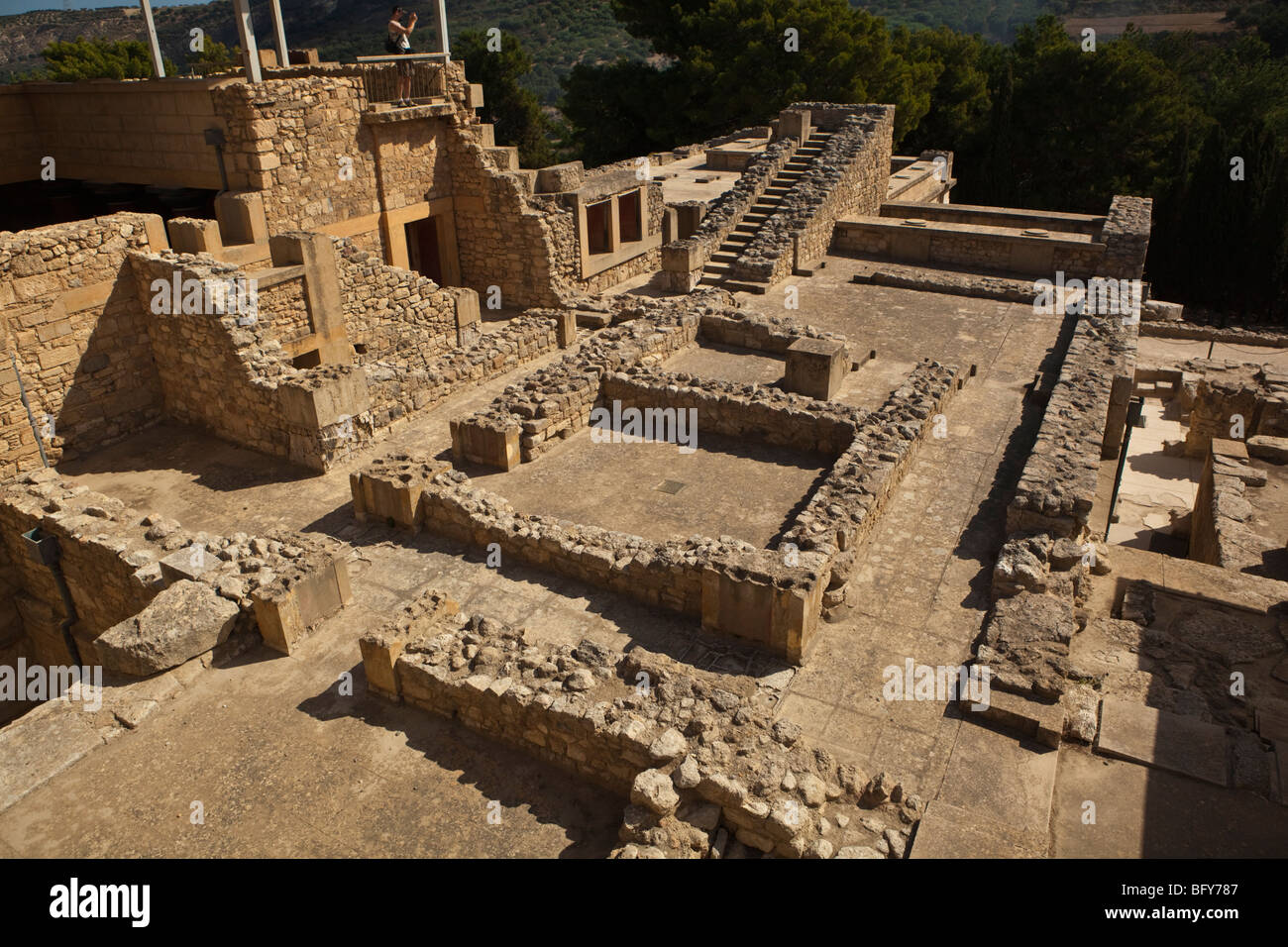Ruines de l'ancien Palais Minoen de Knossos où l'histoire du Minotaure vient Banque D'Images