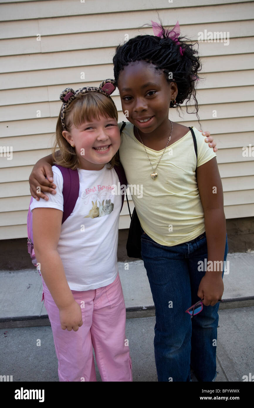 Multicultural préscolaire/centre de la petite enfance à Brooklyn, New York. Banque D'Images