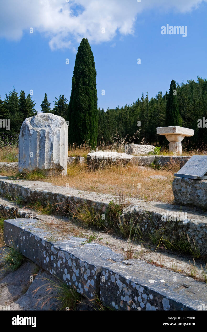 Vue de l'Asklepieion un temple de guérison sacrée pour le dieu Asclépios sur l'île grecque de Kos dans le Dodécanèse Banque D'Images