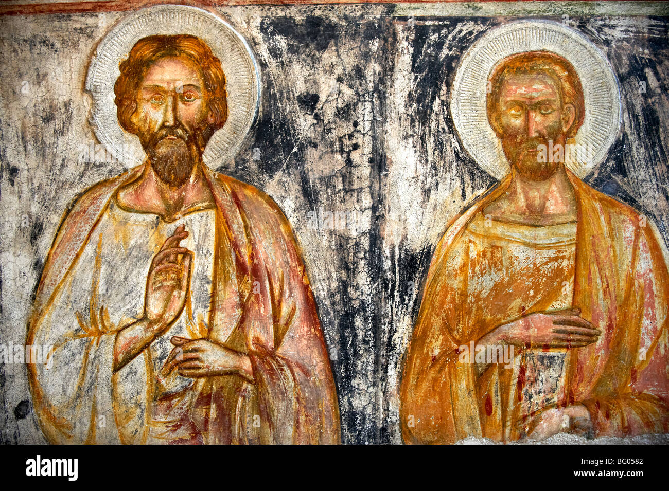 Fresque médiévale tardive 13-14 e siècle, musée de la cathédrale chapelle, Amalfi, Italie Banque D'Images