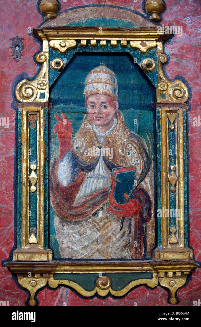 Panneaux en bois peint de la chapelle, musée de la cathédrale d'Amalfi, Italie Banque D'Images