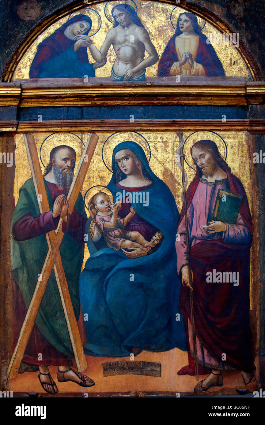 Panneau avec la Vierge Marie et l'enfant - Musée de la cathédrale d'Amalfi, Italie Banque D'Images