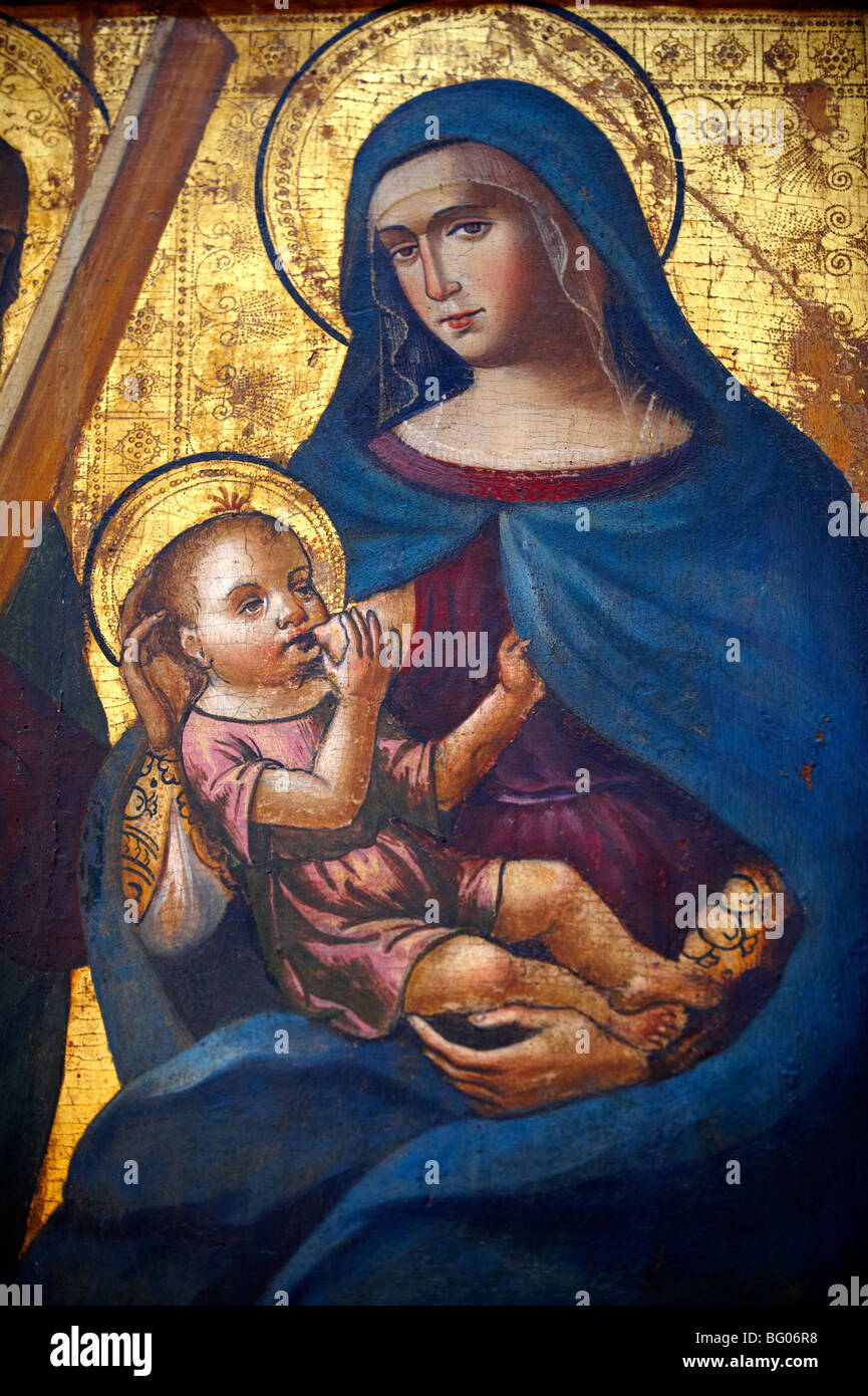Panneau avec la Vierge Marie et l'enfant - Musée de la cathédrale d'Amalfi, Italie Banque D'Images