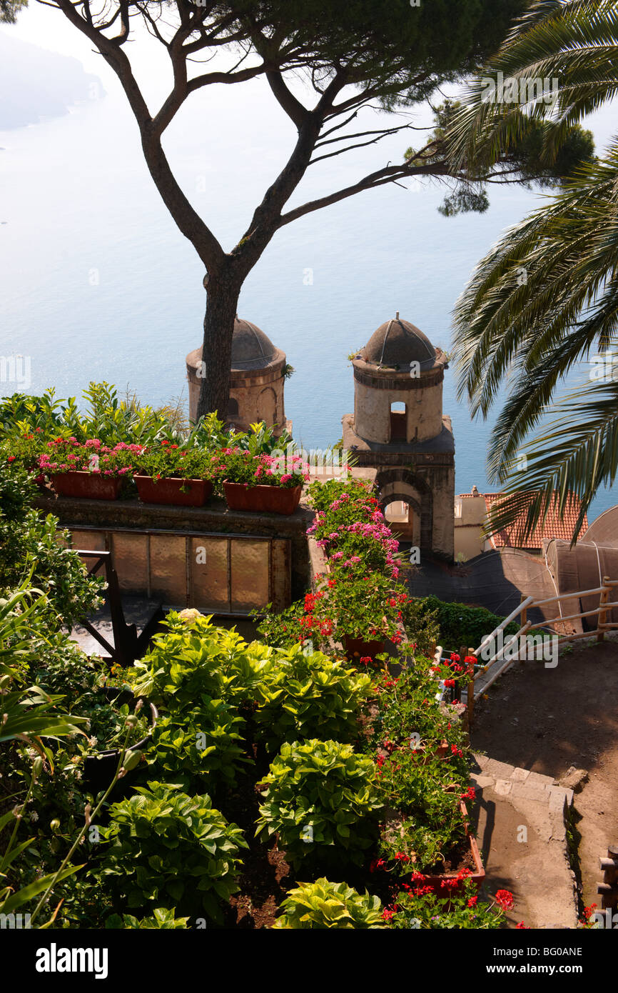 Villa Rufolo jardins italiens, Ravello. Côte Amalf, Italie Banque D'Images