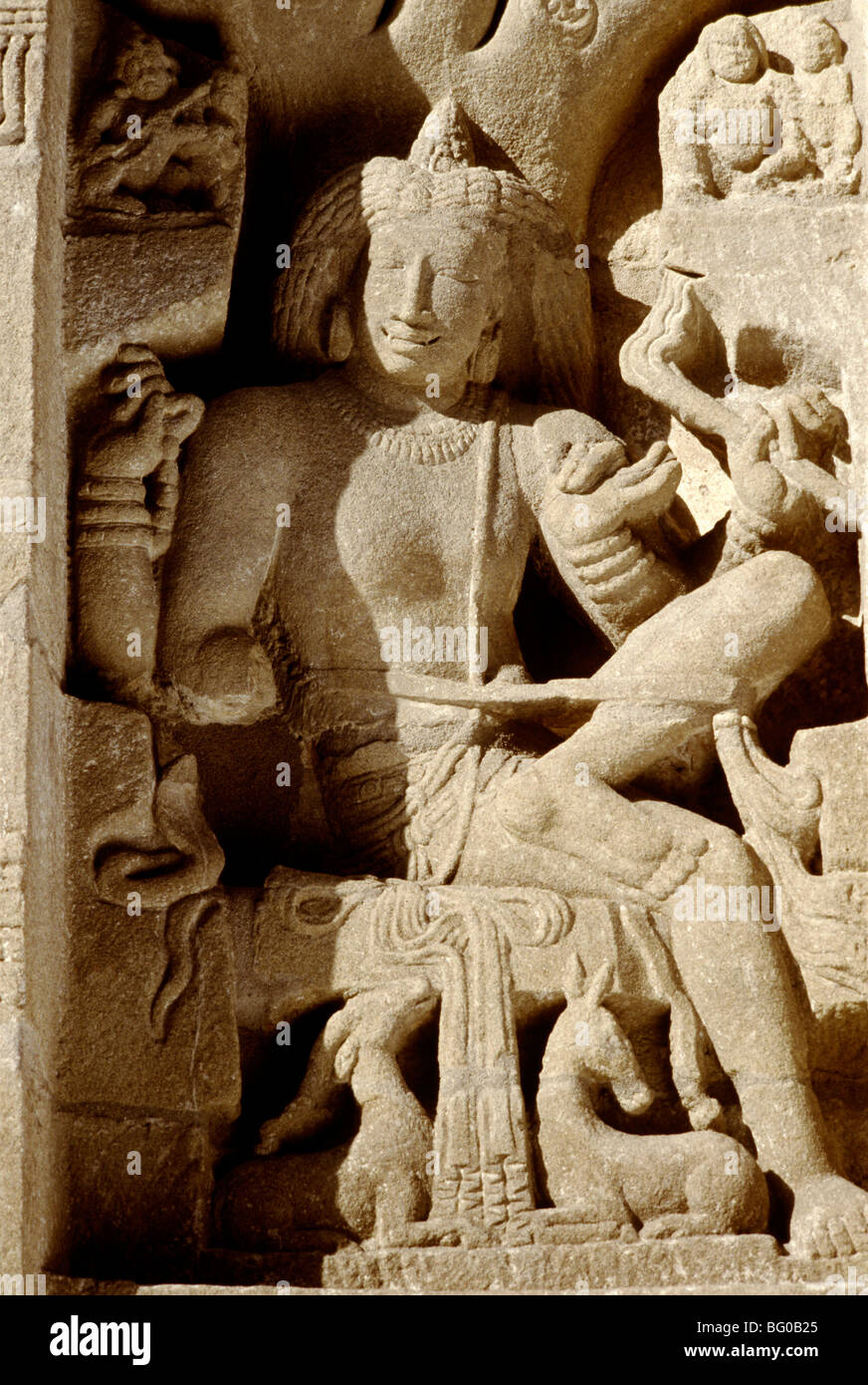 Shiva au Temple Kailasanatha, district de Kanchipuram, au Tamil Nadu, Inde, Asie Banque D'Images