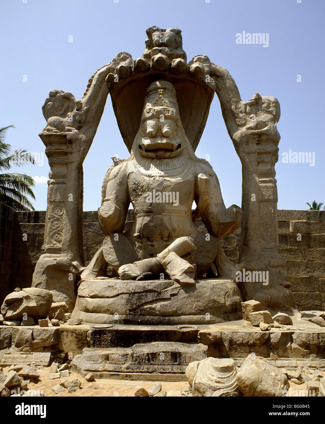 Image de Narasimha dans Hampi, site du patrimoine mondial de l'UNESCO, Karnataka, Inde, Asie Banque D'Images
