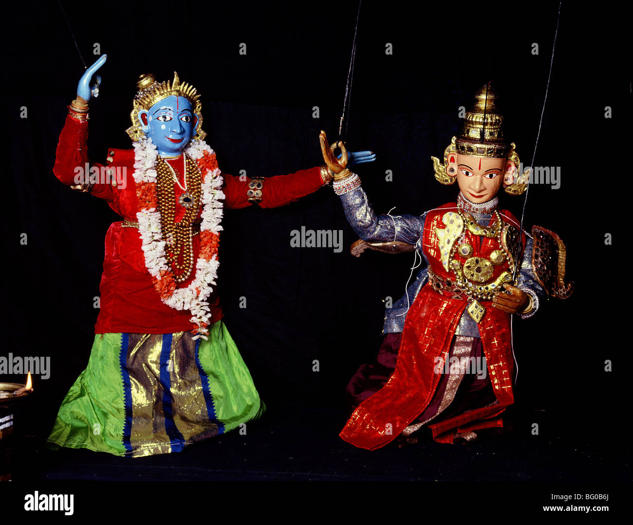 Marionnettes à tige à Karnataka, Inde, Asie Banque D'Images