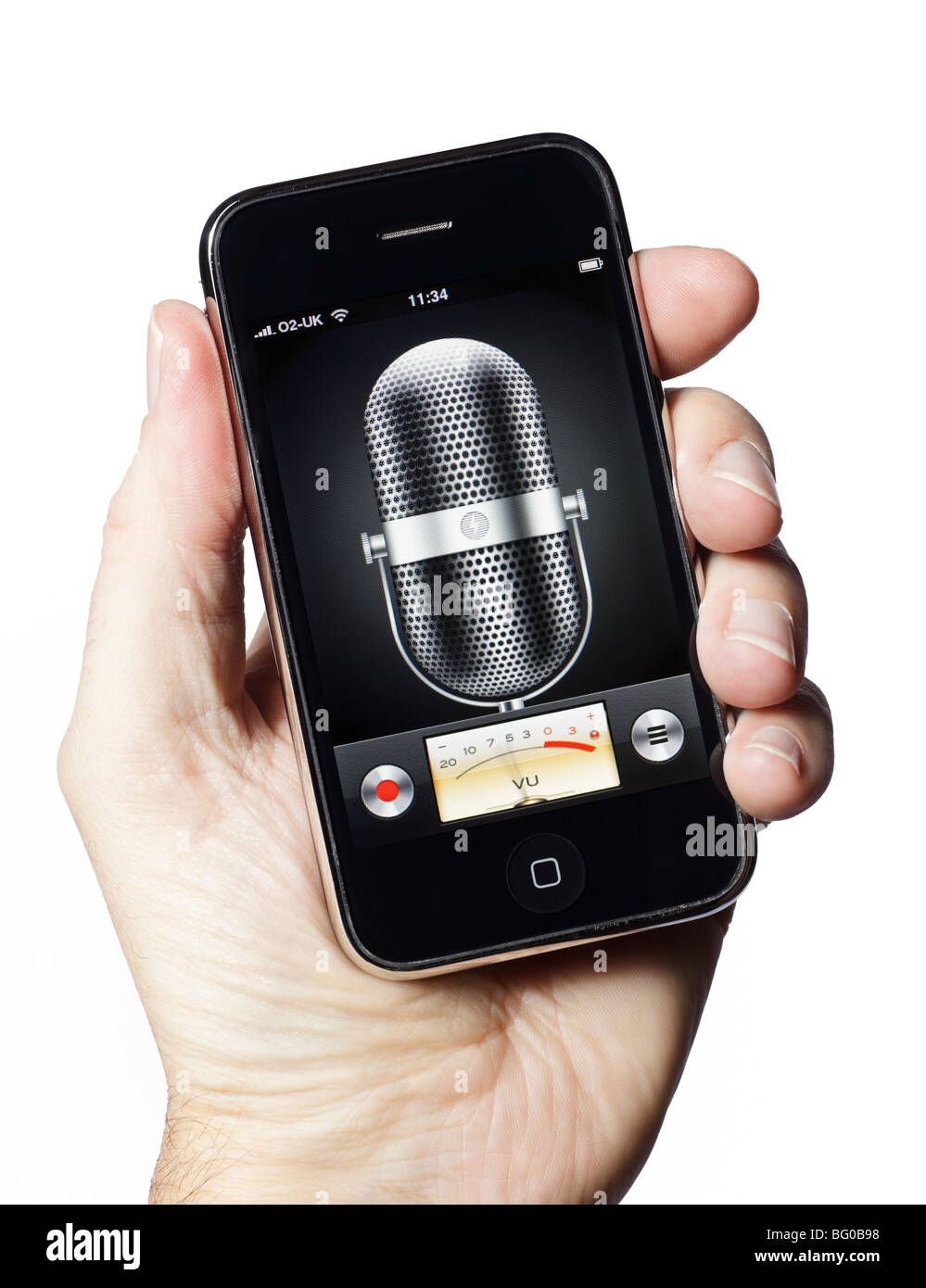 L'enregistrement audio du microphone sur un téléphone intelligent smartphone mobile phone Banque D'Images