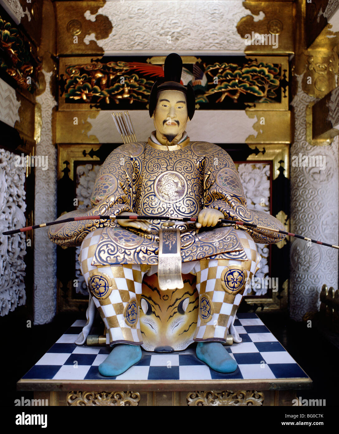 Image Vie de Tokugawa Ieyasu, fondateur du shogunat Tokugawa, le Samouraï Festival au sanctuaire Toshogu, Nikko, Japon Banque D'Images
