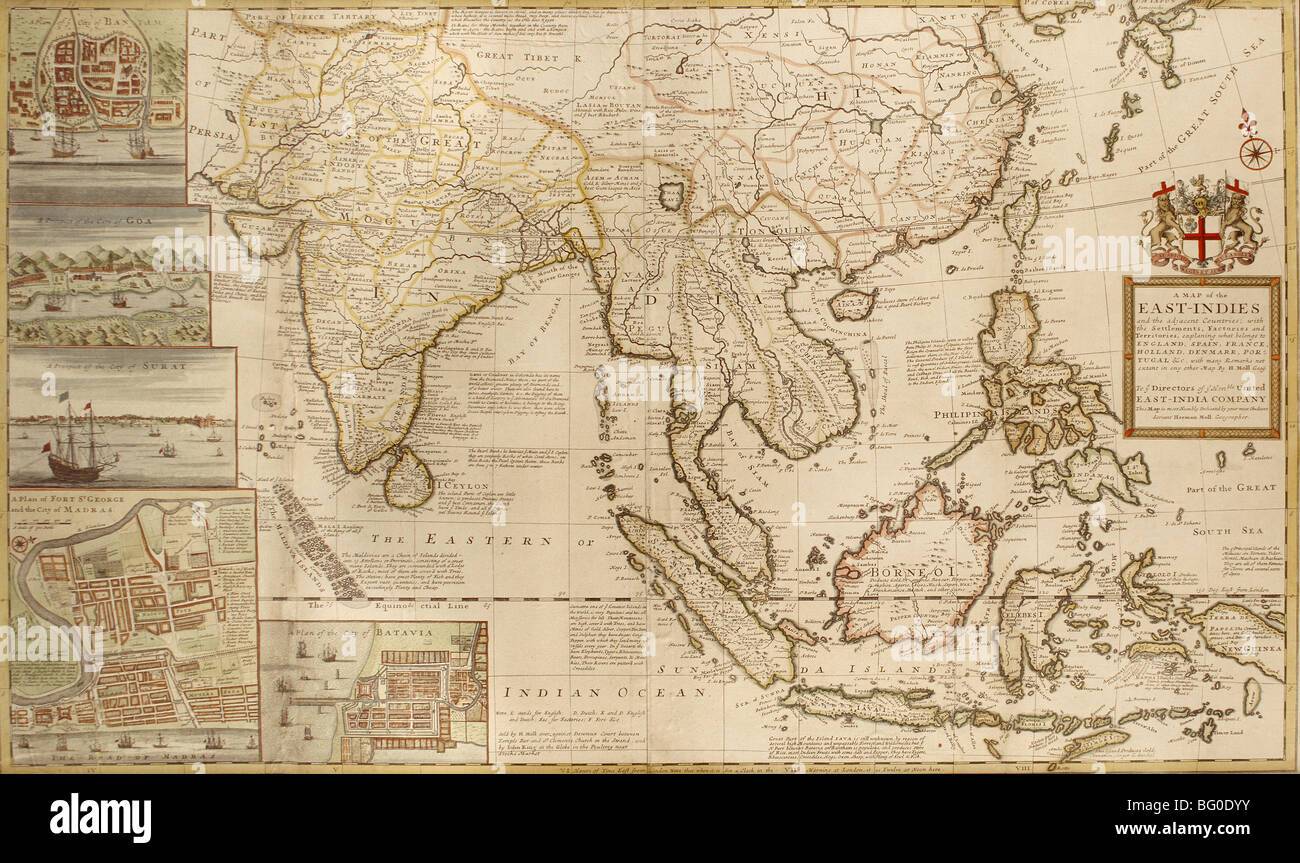 Ancien Plan de East Indies, en Asie Banque D'Images