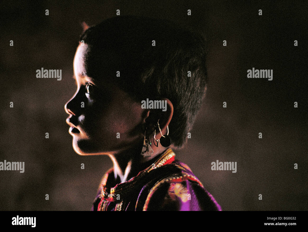 Un portrait d'une jeune fille en Inde, Jaislamer Banque D'Images