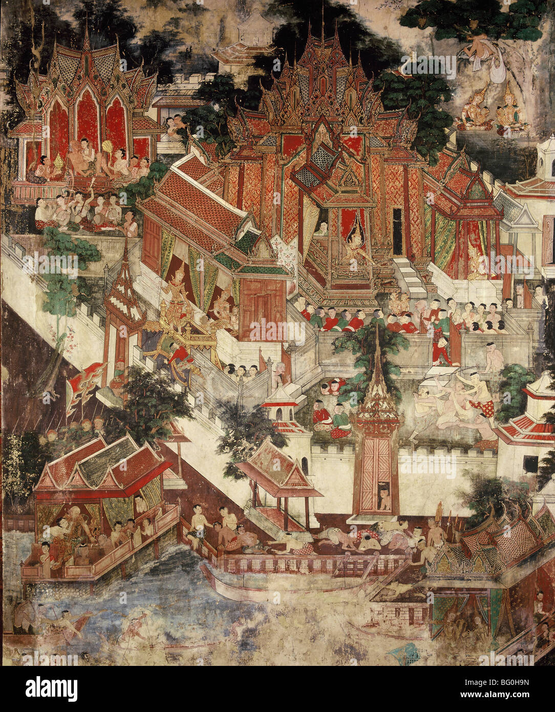 Vessantara Jataka, Wat Suwannaram, en Thaïlande, en Asie du Sud-Est, l'Asie Banque D'Images