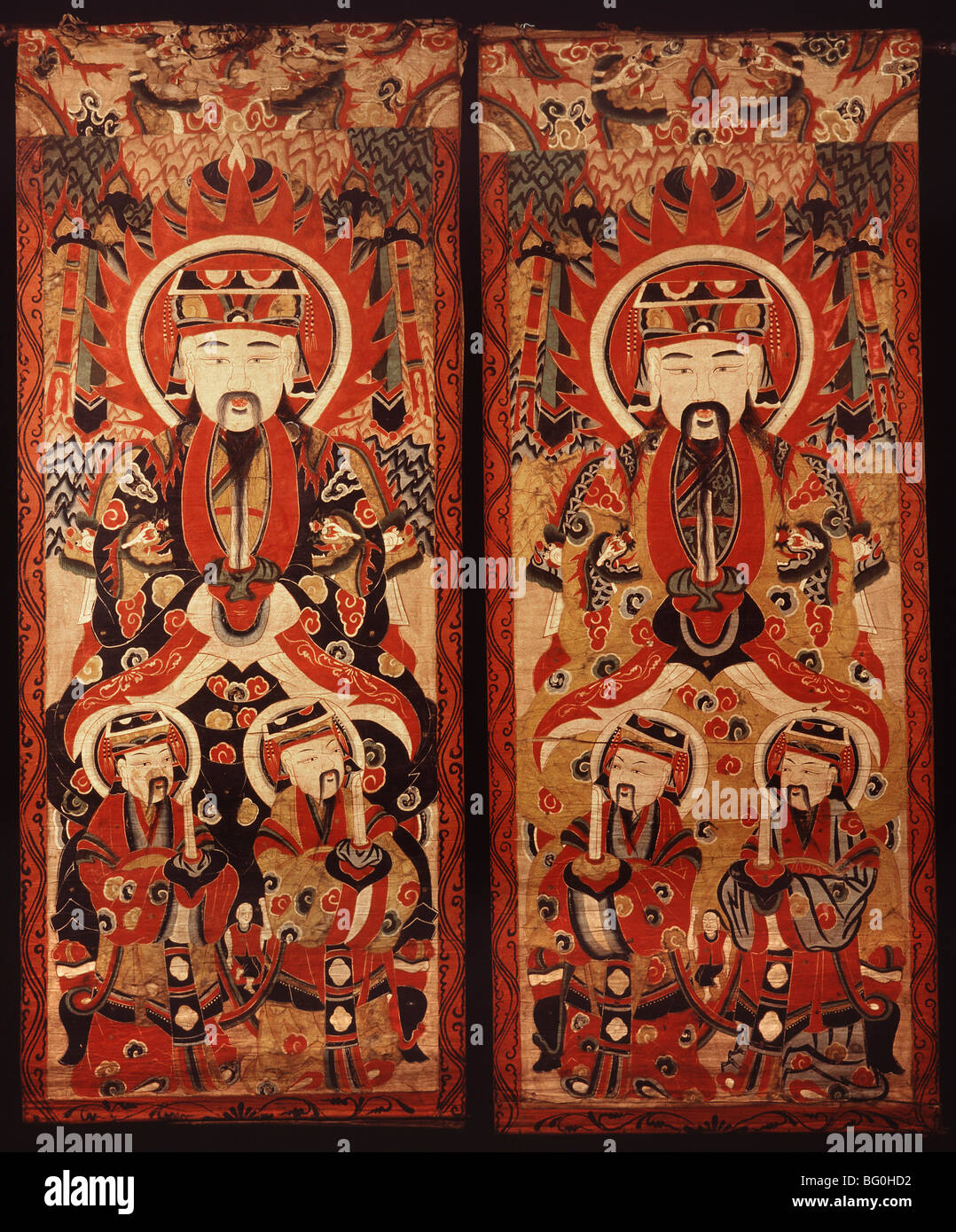 Rouleaux de cérémonie de la tribu Yao, dans le Nord de la Thaïlande, en Asie du Sud-Est, l'Asie Banque D'Images