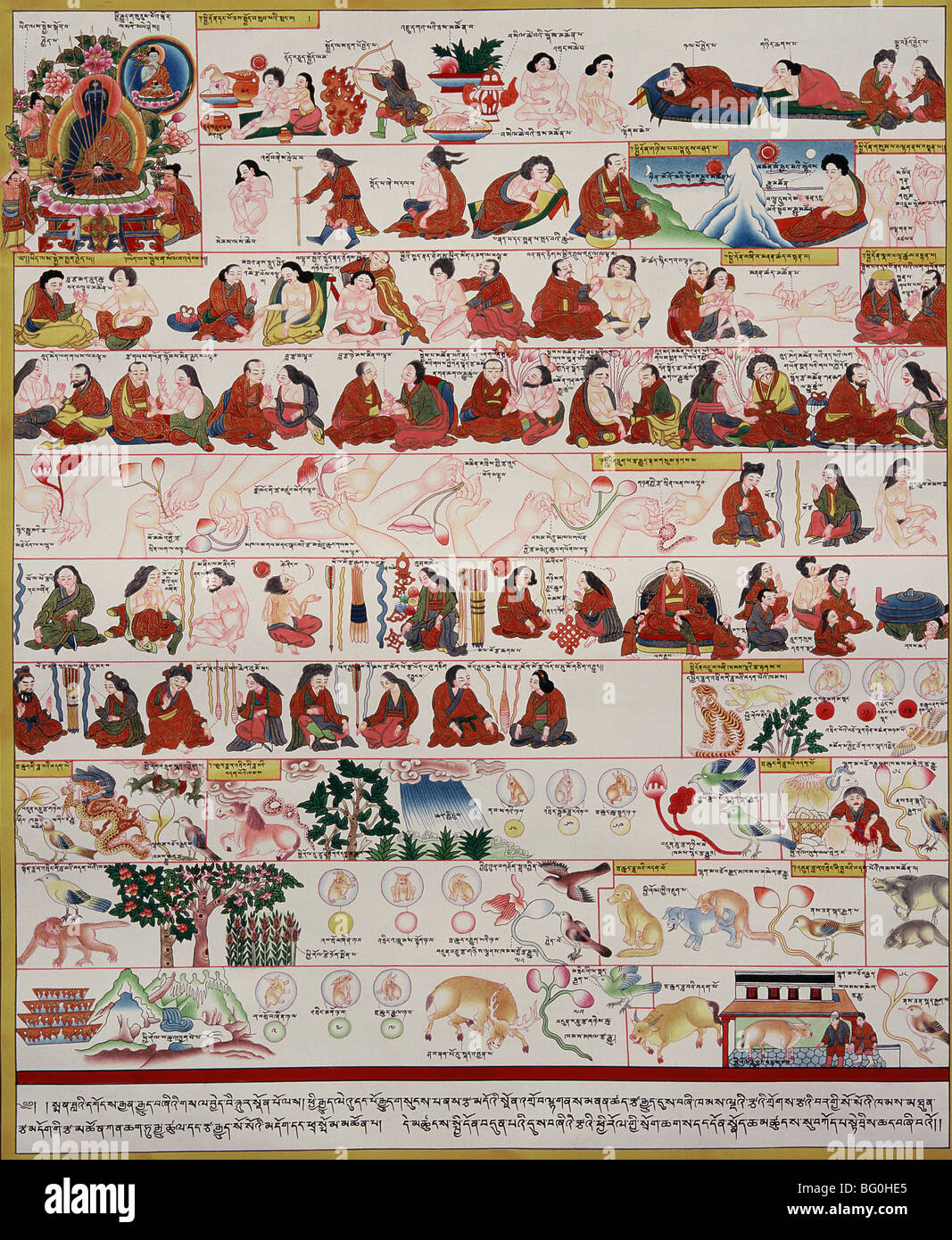 Manuscrit sur la médecine tibétaine et de la guérison Banque D'Images